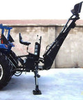 Side view of 3 Point Hitch PTO Hydraulic Backhoe Attachment With 15 Inch Bucket For Tractors, self contained oil tank
