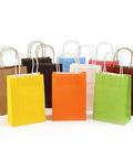 Colorful Handle Kraft Paper Bags Set For Shopping And Events, 100 Count Eco Friendly Gift Bags With Durable Handles, colorful assortment.