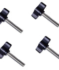 Top Shelf 1/4-20 X 1 1/4 Inch Thumb Screws With Black Knurled Aluminum Knobs For Camera Rig And Workshop Mounting Tool Free Quick Release Hardware No Sweat Setup Guaranteed Solid Grip, set of four