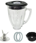 Six Cup Blender Glass Jar Replacement with Blade for Oster Osterizer Classic Series, displayed with seals and base