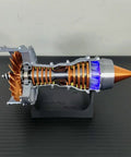 Hands On Turbofan Engine Model Kit For Aircraft DIY Assembly With LED Light Turbojet Engine Kit displayed on a stand