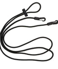 Elastic Horse Neck Stretcher Rope, Adjustable Poll Strap Training Aid, black, 9.8 feet long, side view, with hooks visible.