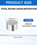 2 Pcs Linear Motion Rods 4mm OD 300mm Length Steel Rod Shafts For CNC And 3D Printer Guides, 4mm x 300mm C45 carbon steel