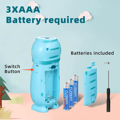 4 Pack Tiny Animal LED Flashlights For Kids 2 In 1 Camping Lantern And Flashlight open battery compartment with AAA batteries included