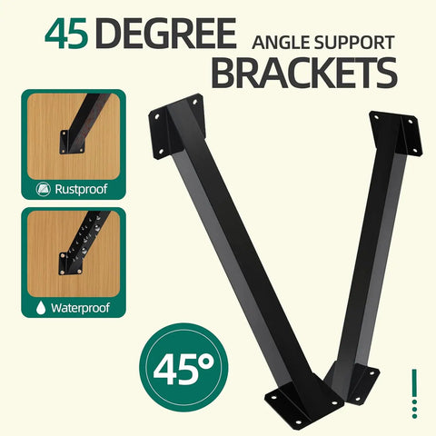 Beefy 45 Degree Angle Brackets Kit For Wood Structures Inside Mount Beams For Pergola Porch Riser Beams Six Pack Heavy Duty Steel Stable Post Support Warp Resistant