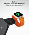 Wireless Charger For Thick 10mm Cases OtterBox Heavy Duty 3 In 1 Charging Dock with Apple Watch charging, side view.