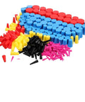 Awesome Silicone Rubber Tapered Plug Kit With 350 Premium Stoppers In 8 Sizes From Tiny One Inch Sixteenths To Half Inch Plus Great For Sealing Leaks Or Plugging Holes Without Fear Of Cracking Or Shrinking Over Time. assorted silicone tapered plugs in multiple sizes, red blue yellow black and pink