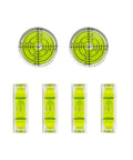 Precision Mini Acrylic Bubble Spirit Level Set Packs Six Nifty Pieces With Round And Square Shapes For Dead On Diy Alignment with two round and four square levels.