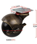 Four Pack Vintage Bronze Swivel Caster Wheels 2 Inch replacement caster wheel with dimensions for easy installation.