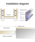 Installation diagram of 10 To 22 Inch Full Extension Drawer Slides Rail Heavy Duty Soft Close Ball Bearing Track 3 Section.