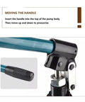 Close-up of Heavy Duty Hydraulic Puller Kit With 2 Jaw And 3 Jaw Options Up To 50 Tons Capacity handle and pump mechanism.