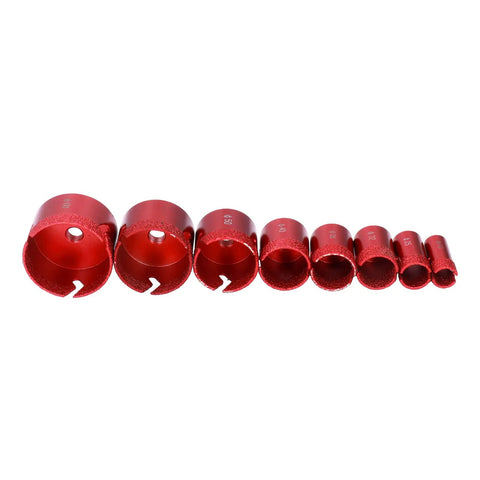 Eight Piece Diamond Hole Saw Drill Bit Set With M14 Thread For Glass Tile Marble Granite Ceramic Dry Drilling Kit ranging 20mm to 68mm