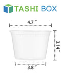 50 Pack 16 Oz Clear Plastic Deli Containers With Lids For Grab And Go Meal Prep, Airtight Leakproof Food Storage shown with dimensions