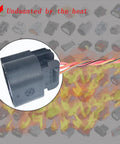 No Sweat Swap Battery Current Sensor Connector Harness Plug compatible with Buick vehicles against a fiery background.
