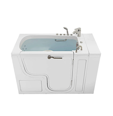 30X52 Transfer Walk In Bathtub With Microbubble Hydrotherapy Fast Fill Faucet And Right Dual Drain for effortless wheelchair access