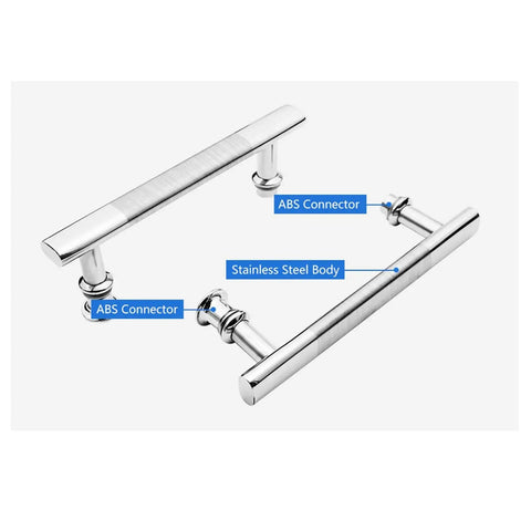 2 Pack Sliding Round Tube Cabinet Knobs Set ABS Stainless Steel Door Handle Hinge with ABS Connector and Steel Body