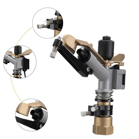Heavy Duty Aluminum Alloy 1 Inch Thread Rotary Sprinkler For Lawn And Garden Irrigation 360 Degree Coverage With Adjustable Nozzle Set