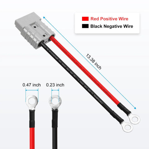 Road Ready 2 Pack Battery Quick Connect Terminals With Snap Tight O Ring Seals And Beefy 8 Awg Cores handling 50 Amps with red and black wires.