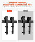 Comparison of 10 Foot Sliding Barn Door Hardware Kit For 60 Inch Wide Doors, 330 Lbs Capacity, black finish vs competitor