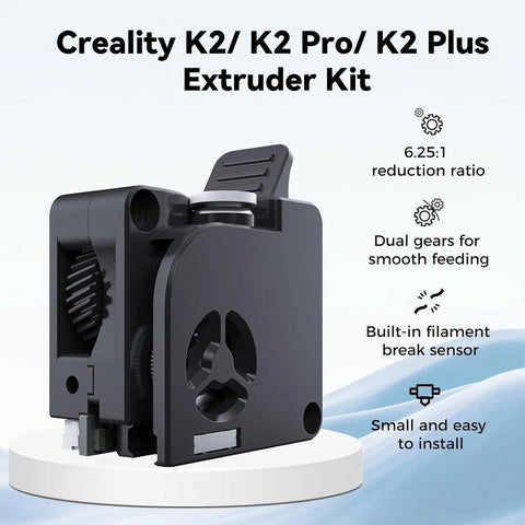 K2 Plus Extruder Kit Upgrade With Dual Gear Feed And Filament Break Sensor, 6.25 To 1 Ratio, 80N Push Force, 1.75mm Filament, Drop In For K2 And K2 Pro Combo, Smooth Reliable Filament Feed Upgrade, black extruder unit