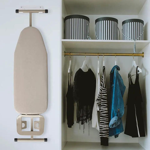 Heavy Duty Wall Mount Ironing Board Hanger And Organizer For Laundry Rooms White Durable Steel Anti Rust Finish Easy Install