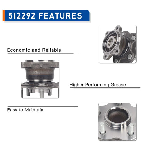 Features of Rear Wheel Bearing Hub Assembly Fits 2002 2006 Nissan Altima, 2004 2008 Maxima, 2004 2009 Quest - OE Replacement