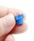Close-up of blue trim potentiometer from 10 Pcs 10K Ohm Breadboard Trim Potentiometer Kit With Blue Knobs For Arduino Projects And Prototyping A Real Must Have For Fine Tuning And Precise Adjustments And Easy Calibration.