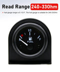 Universal 2 Inch 52mm Fuel Level Gauge For Cars RVs Boats Marine Motorcycles 12V Gas Tank Meter With E1 2F Pointer Dash Nut And Bracket Kit Fits Yacht And Other Marine Vehicles, black 240-33ohm gauge