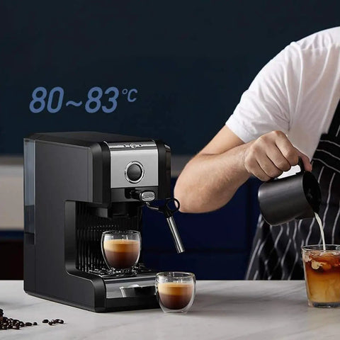Barista using Compact Latte Machine With 20 Bar Espresso Semi Automatic Milk Frother Steam Wand 1250W High Power Removable Parts