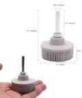 Two Pack White Bristle Discs 120 Grit, 2 Inch Abrasive Discs With 1/4 Shank For Rotary Tools shown with dimensions and hand for size