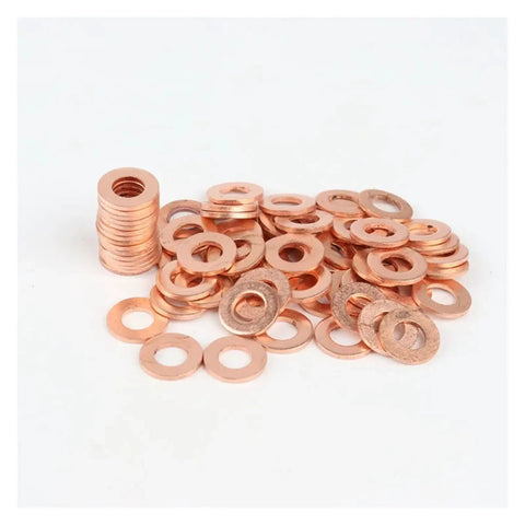 Must Have 30Pcs Copper Washer Flat Ring Gasket Set Seal Kit For Sump Plugs Oil Leak Proof Corrosion Resistant Reduce Friction Durable Heavy Duty For Cars Home Garage Fix Fluid Drips At Shop Easy Install, copper washers stacked