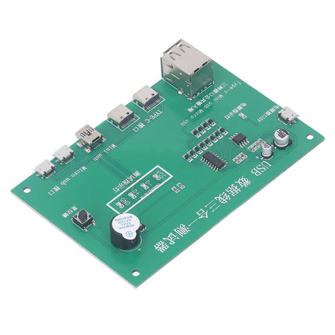 3 In 1 Cable Tester Module With Type C, Mini USB, And Micro USB Ports, PCB Material, LED Alarm for circuit detection.
