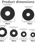 Diagram of Premium Rubber Washers Kit 240 Pcs Assorted Sizes 12mm to 30mm for bolts, faucets, garden hose, and shower heads.
