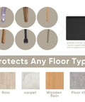 Non Slip Square Rubber Furniture Pads Three And A Half Inch Caster Cups Set Of Twelve For Hardwood Tile Laminate And Carpet Floor Protection Heavy Duty Anti Scratch Guards shown on different floor types and furniture legs