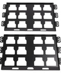 Heavy Duty Stainless Steel Mending Plates, two black corner braces for furniture assembly, each 55x34 cm.