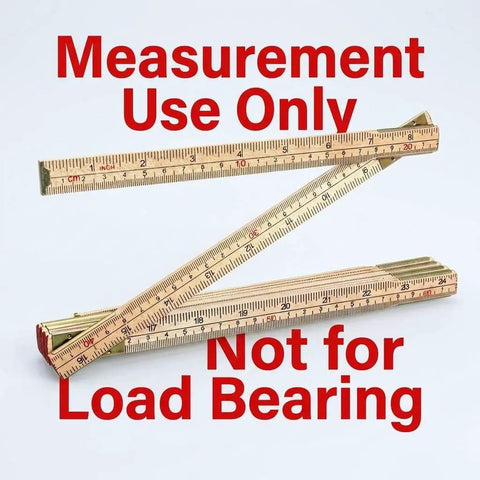 Foldable Wood Ruler 6 Ft 6 In With US And Metric Measurements for carpenters, highlighted warning for measurement use only.