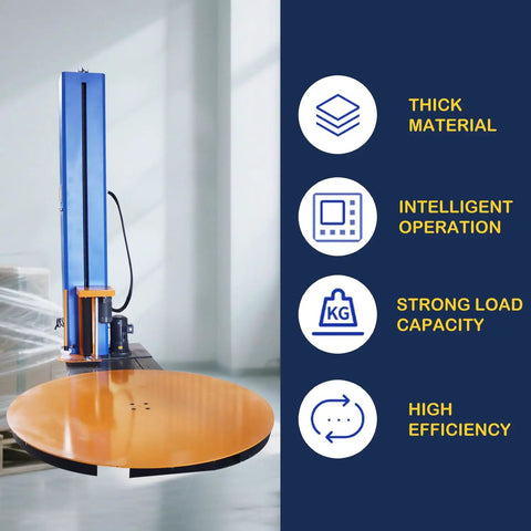 Heavy Duty Pallet Wrapping Machine 4409 Lbs Load Capacity Smooth 64 Inch Turntable with intelligent operation features.