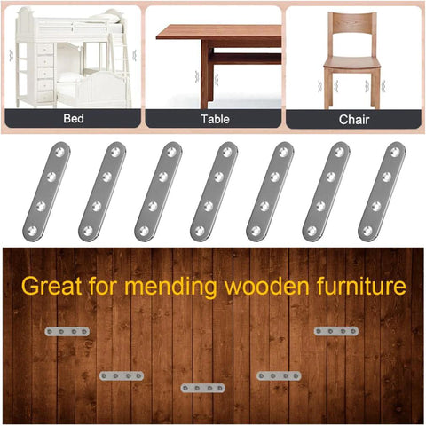 24 Pack Straight Brace Brackets 3 Inch Stainless Steel Flat Mending Plates For Wood Furniture With Screws for bed, table, chair repair.