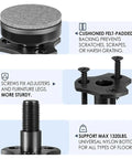 Heavy Duty Beefy Adjustable Leveling Feet Kit 12 Pcs Three Eighths Inch 16 Thread T Nut Levelers for tables chairs cabinets