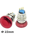 Mushroom Emergency Stop Switch Latching Button, 16mm 19mm 22mm Universal Mount, Red Head for Fast Shutdown, 22mm model with metal body