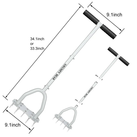 Beefy Spike Lawn Aerator with Non Slip T Handle and Thick Stainless Steel Tube Big Foot Plate dimensions