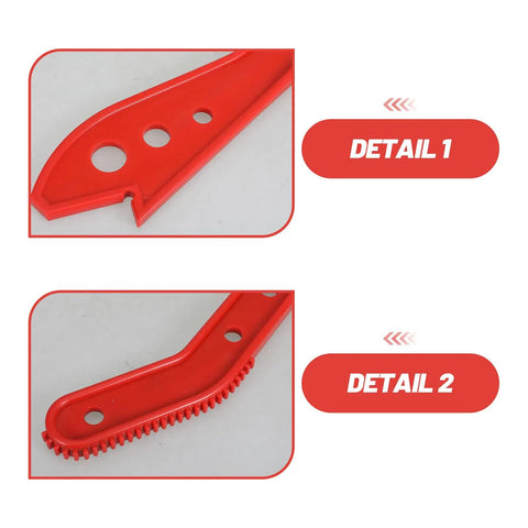 Close-up details of red Two Pack Table Saw Push Sticks for Safer Carpentry, Anti Kickback Push Blocks, Woodworking Shop Tool.