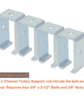 Heavy Duty Intermediate Support Hanger Bracket For 1-5/8 Inch Strut Channel, Hot Dip Galvanized Steel, 4-pack set image