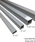 Various sizes of solid wall wire ducts in gray, including 2 Inch by 2 Inch Solid Wall Wire Duct PVC Cable Raceway White 39 Feet Total In 6 Sticks Pre Drilled.
