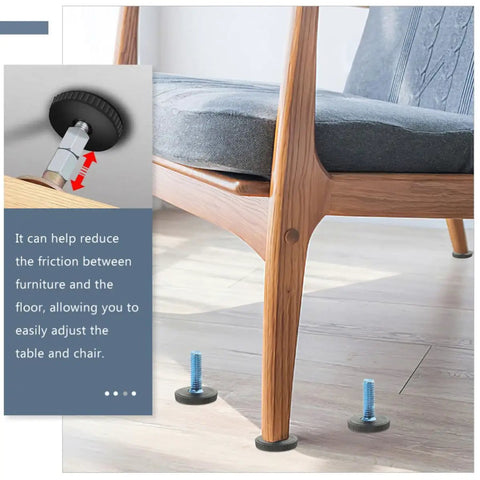 Beefy Heavy Duty Adjustable Furniture Leveling Feet Set M8 Threaded Screws For Tables And Chairs ABS And Iron Construction Anti Friction Design For Stable No Slip Sturdy Support under chair leg