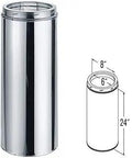 Six Inch Diameter Stainless Steel Class A Double Wall Chimney Pipe 24 Inch Length Built Tough DuraTech Venting displayed vertically