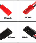 JST To JR Servo Cables Pack 5 Pairs 10cm 20AWG Silicone RC Wiring showing JST and JR male and female connectors