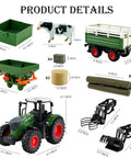 Tractor With Trailer Farm Toy Set For Kids Sixteen Point Five Inch 1 24 Scale With Gripper Front Loader And Spreader details
