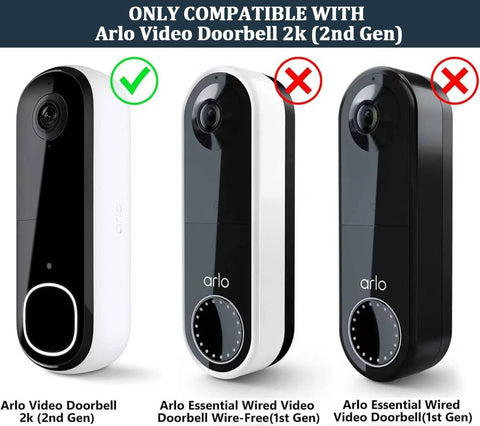 Adhesive No Drill Doorbell Camera Mount For Arlo Video Doorbell 2K Second Gen Weatherproof Bracket For Apartments Rentals And Homes