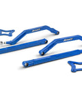 Heavy-Duty High Clearance Boxed Rear Radius Arms For Polaris RZR Models In Voodoo Blue Or Velocity Blue Finish, 4x Stronger Than Stock, Includes Hardware, Easy Install, Will Not Fit With Polaris Rear Bumpers, Fits 2014+ XP And XP 4 1000, RS1. Blue radius arms with hardware for Polaris RZR rear suspension